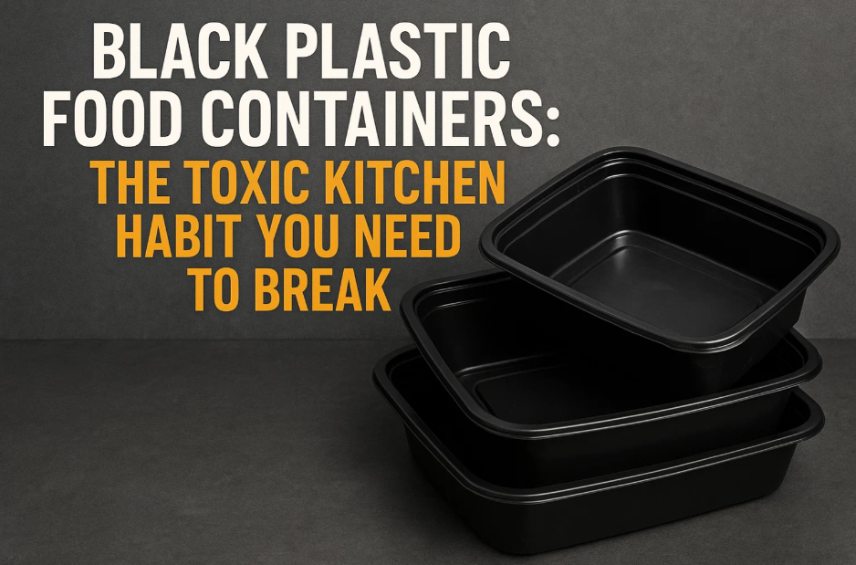Black plastic food containers
